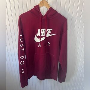NIKE AIR POMEGRANATE HOODIE - WITH JUST DO IT ON THE SLEEVE - SIZE LARGE